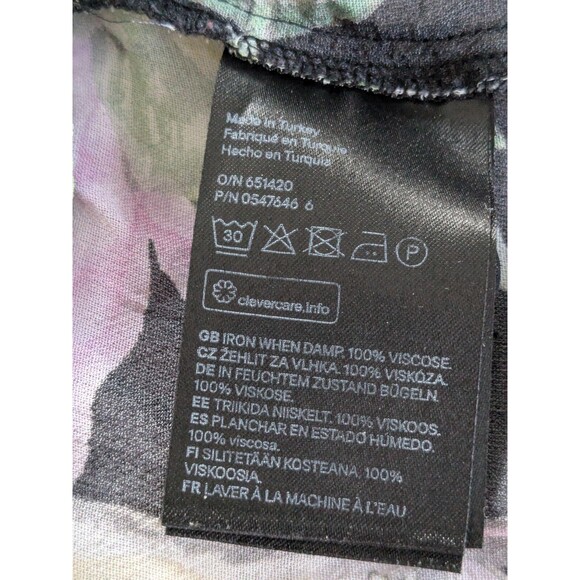 H&M Blouse Women's 6 Black Purple Green Sheer Floral Birds Top Romantic Ruffles - Picture 9 of 12